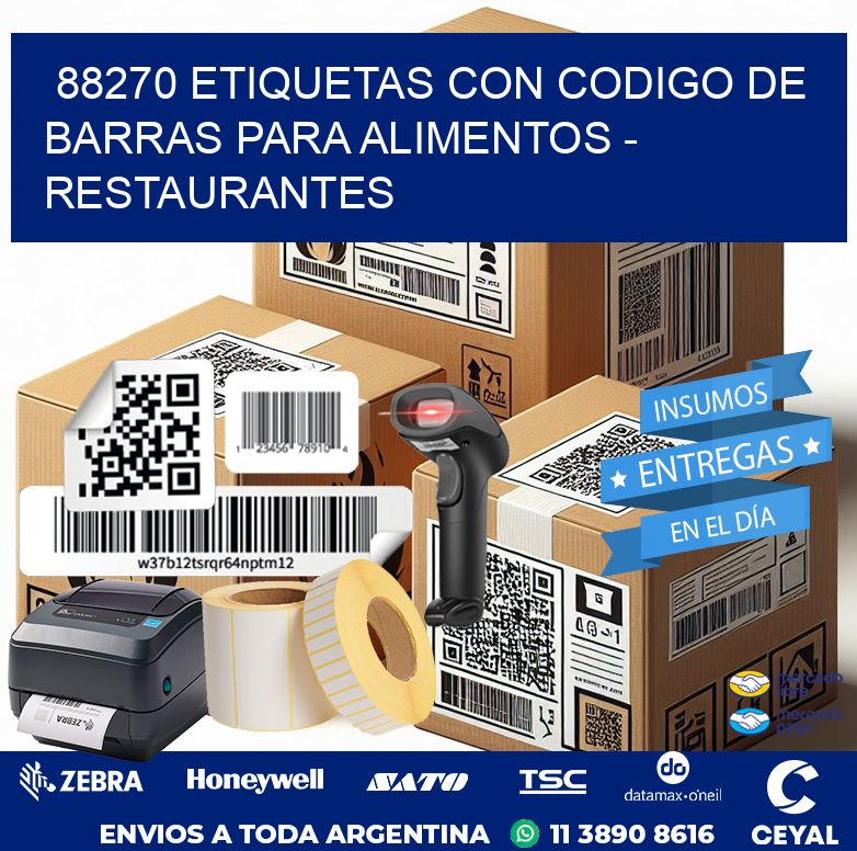 88270 ETIQUETAS CON CODIGO DE BARRAS PARA ALIMENTOS - RESTAURANTES