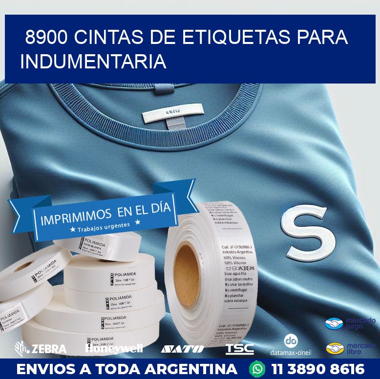 8900 CINTAS DE ETIQUETAS PARA INDUMENTARIA