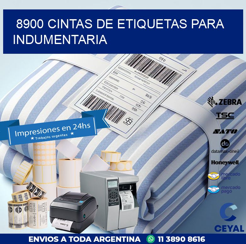 8900 CINTAS DE ETIQUETAS PARA INDUMENTARIA
