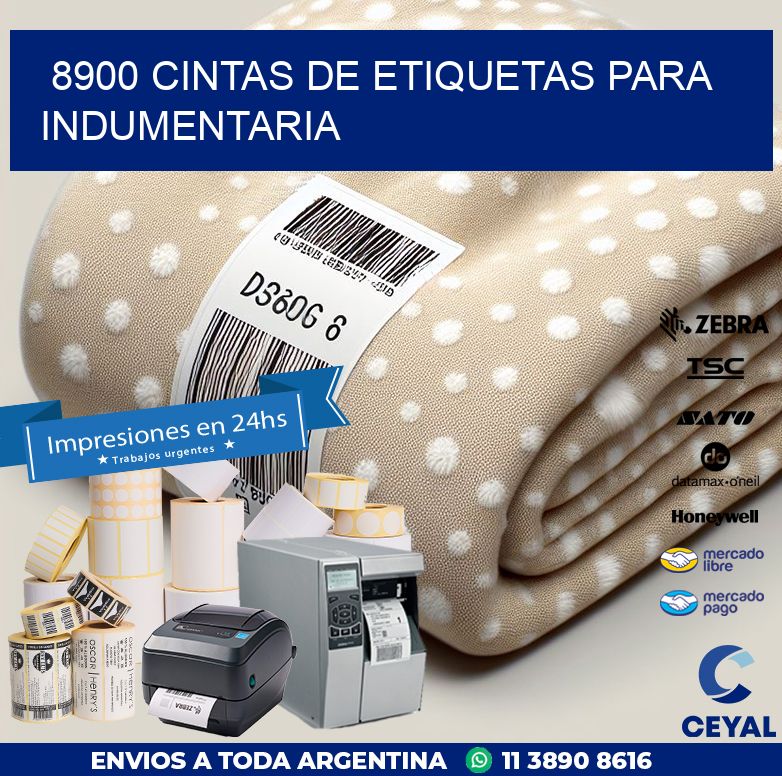 8900 CINTAS DE ETIQUETAS PARA INDUMENTARIA