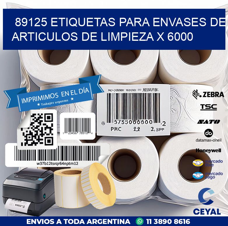 89125 ETIQUETAS PARA ENVASES DE ARTICULOS DE LIMPIEZA X 6000