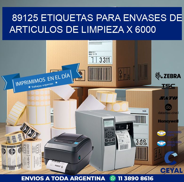 89125 ETIQUETAS PARA ENVASES DE ARTICULOS DE LIMPIEZA X 6000