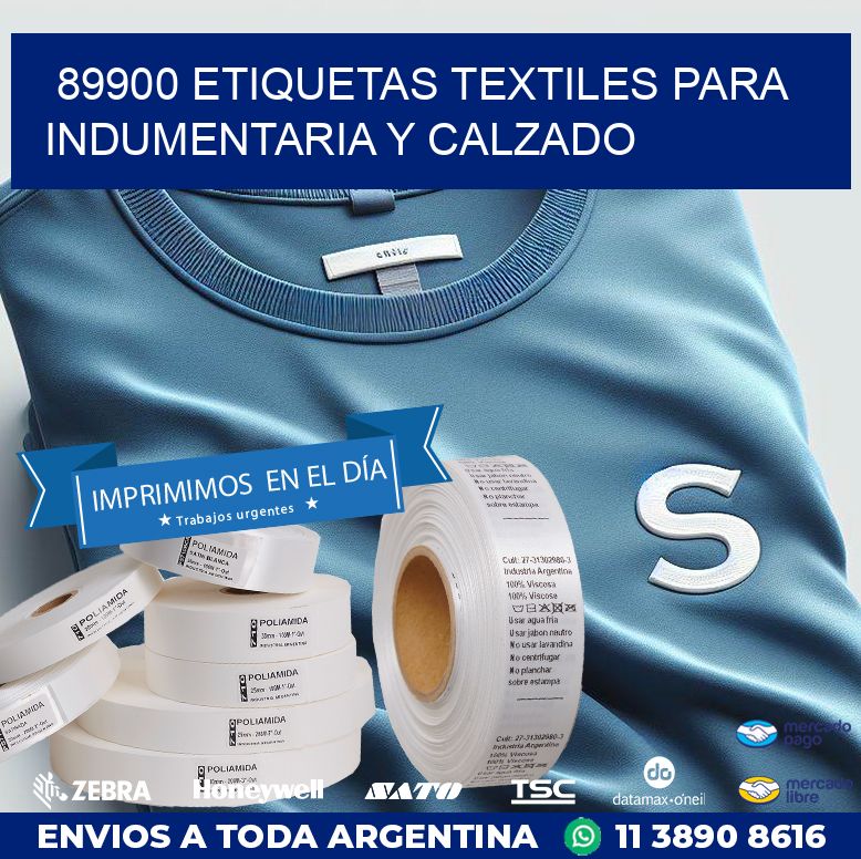 89900 ETIQUETAS TEXTILES PARA INDUMENTARIA Y CALZADO