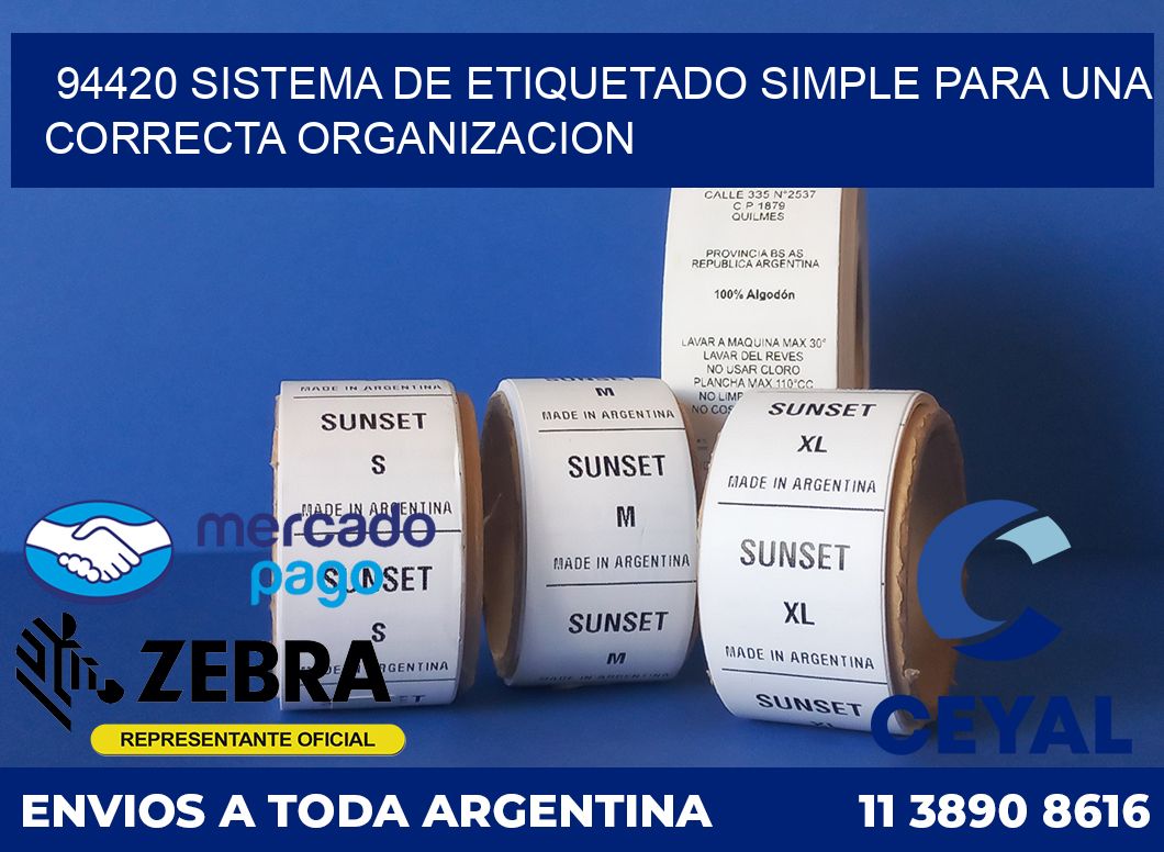 94420 SISTEMA DE ETIQUETADO SIMPLE PARA UNA CORRECTA ORGANIZACION