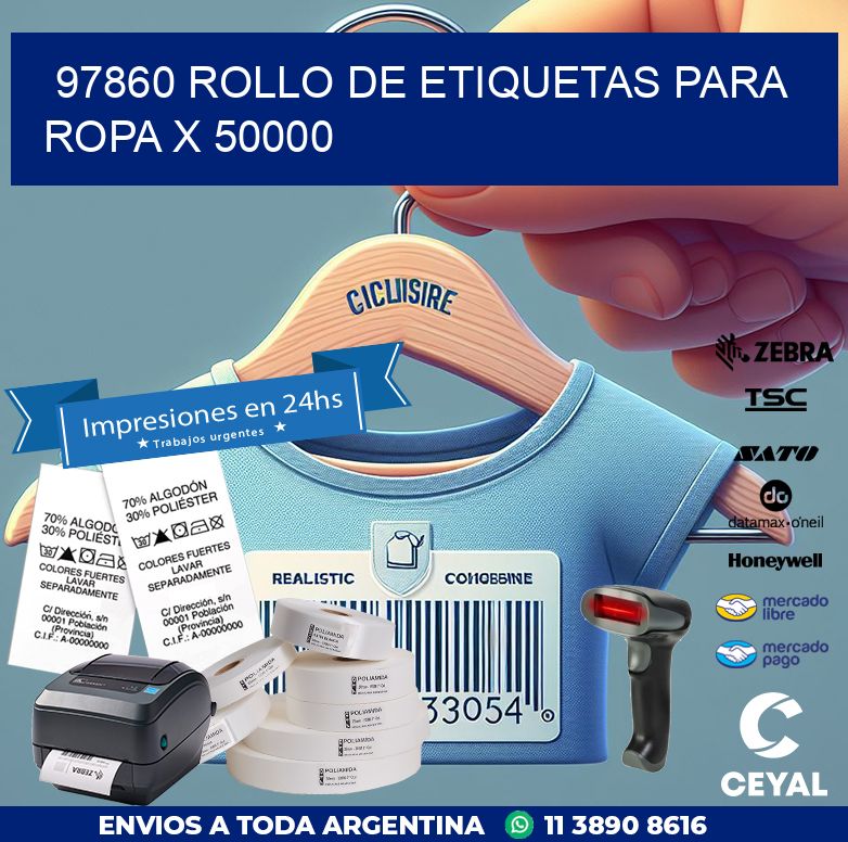 97860 ROLLO DE ETIQUETAS PARA ROPA X 50000