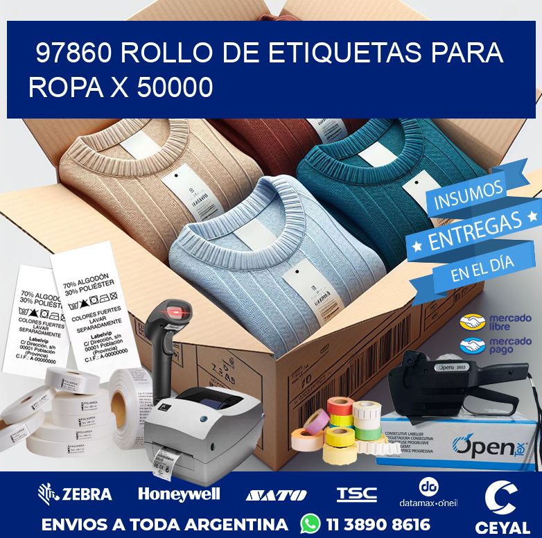 97860 ROLLO DE ETIQUETAS PARA ROPA X 50000