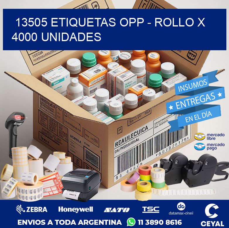 13505 ETIQUETAS OPP - ROLLO X 4000 UNIDADES