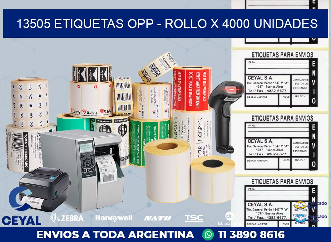 13505 ETIQUETAS OPP - ROLLO X 4000 UNIDADES