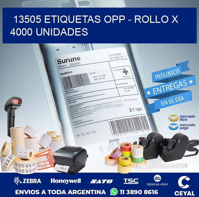 13505 ETIQUETAS OPP - ROLLO X 4000 UNIDADES