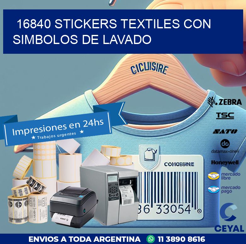 16840 STICKERS TEXTILES CON SIMBOLOS DE LAVADO