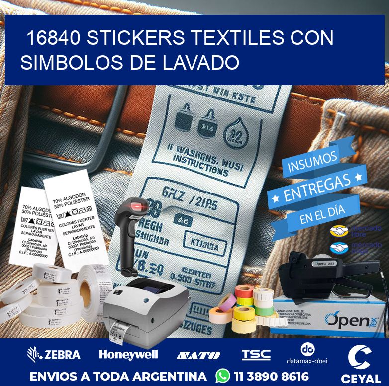 16840 STICKERS TEXTILES CON SIMBOLOS DE LAVADO