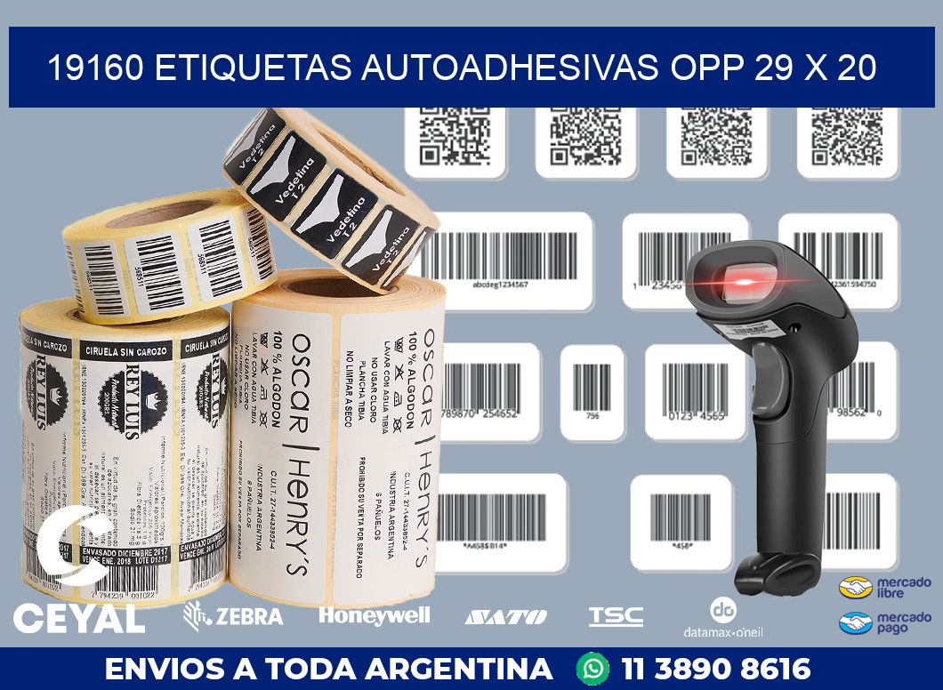 19160 ETIQUETAS AUTOADHESIVAS OPP 29 X 20
