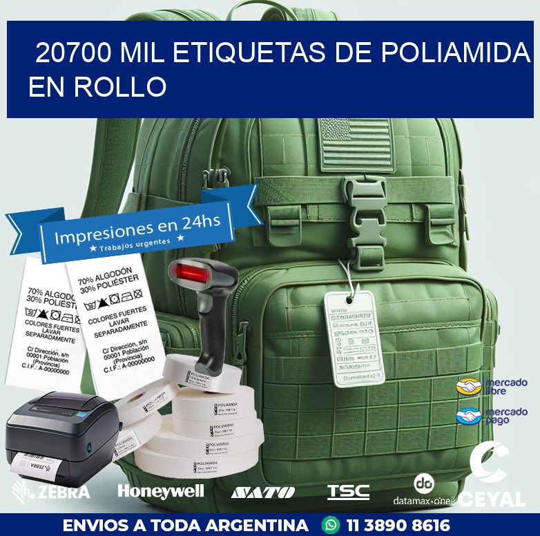 20700 MIL ETIQUETAS DE POLIAMIDA EN ROLLO
