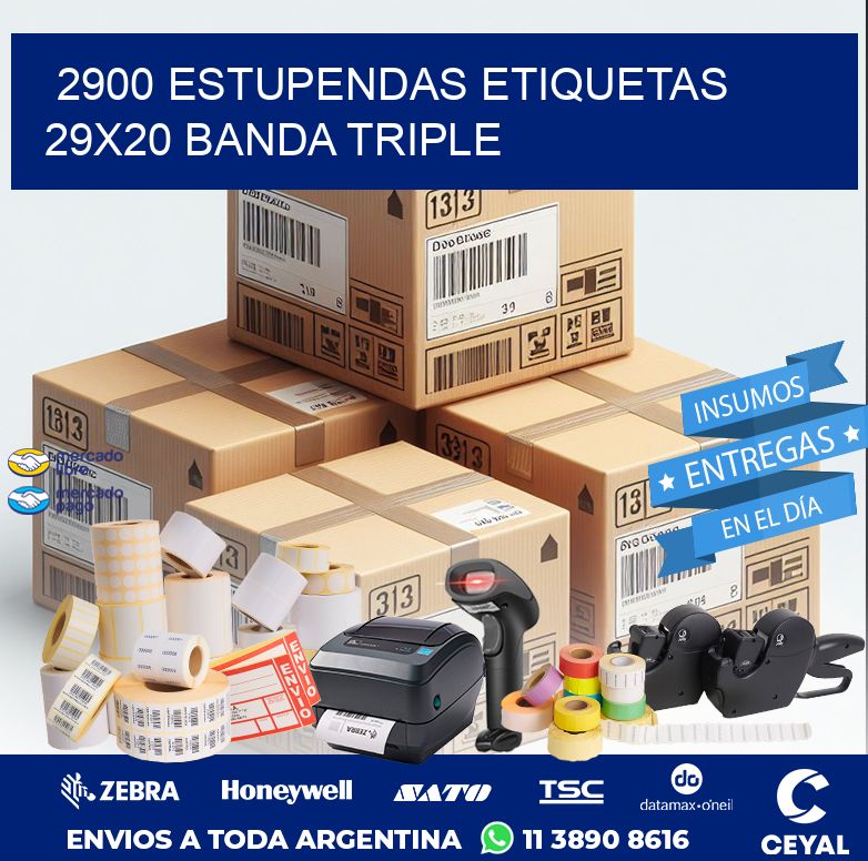 2900 ESTUPENDAS ETIQUETAS 29X20 BANDA TRIPLE