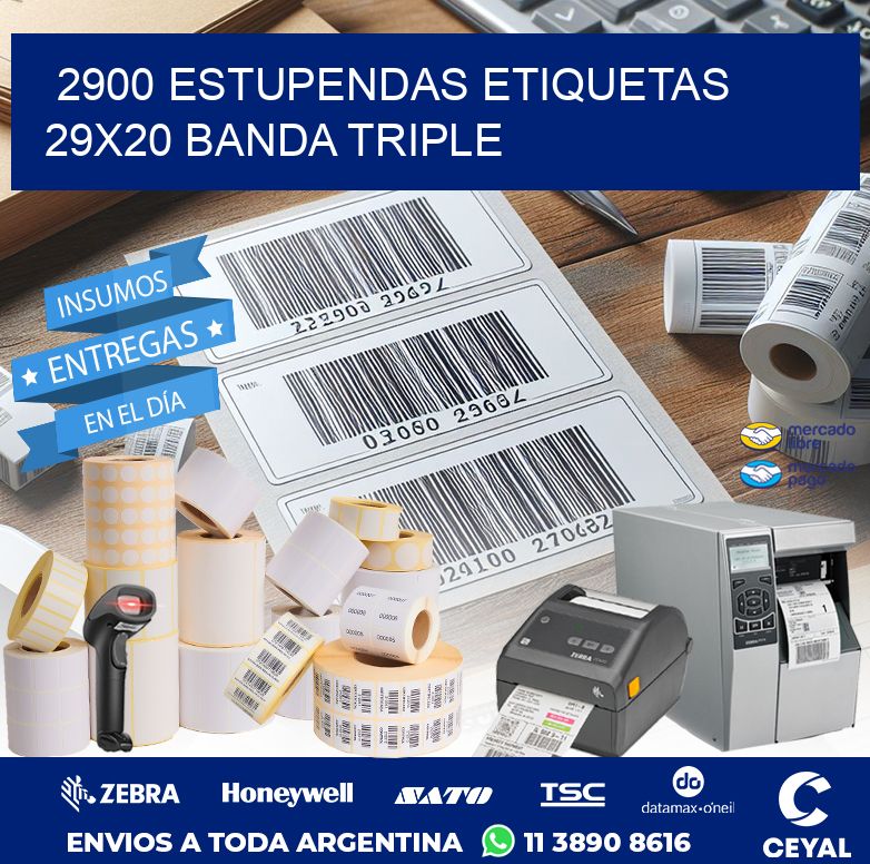 2900 ESTUPENDAS ETIQUETAS 29X20 BANDA TRIPLE