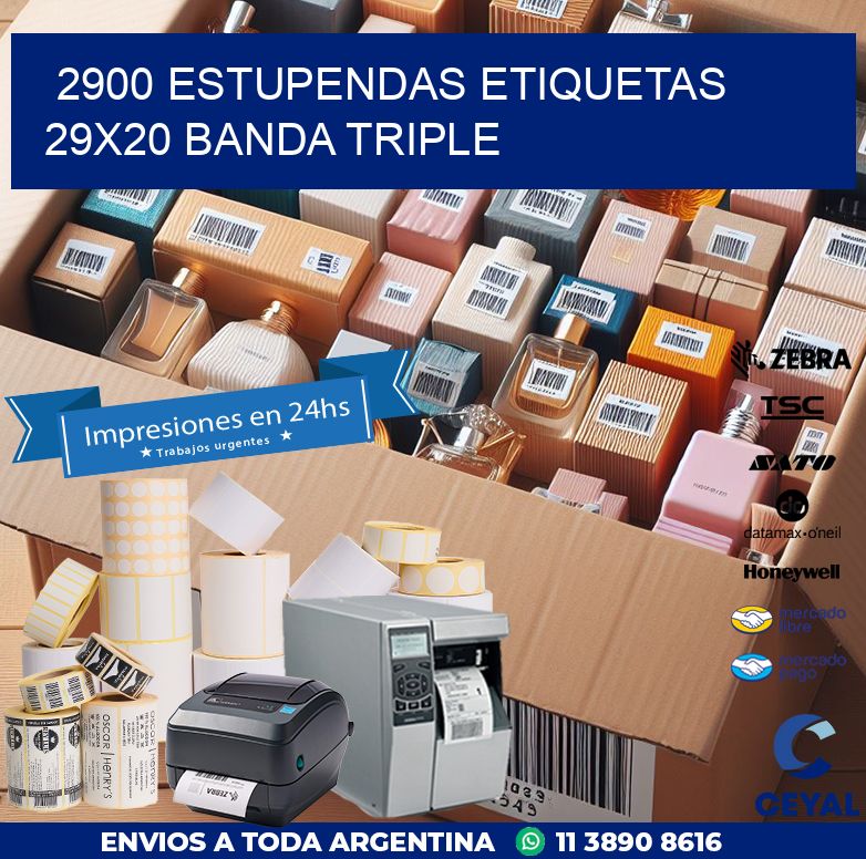 2900 ESTUPENDAS ETIQUETAS 29X20 BANDA TRIPLE