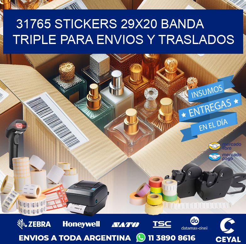 31765 STICKERS 29X20 BANDA TRIPLE PARA ENVIOS Y TRASLADOS