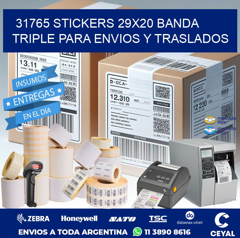 31765 STICKERS 29X20 BANDA TRIPLE PARA ENVIOS Y TRASLADOS
