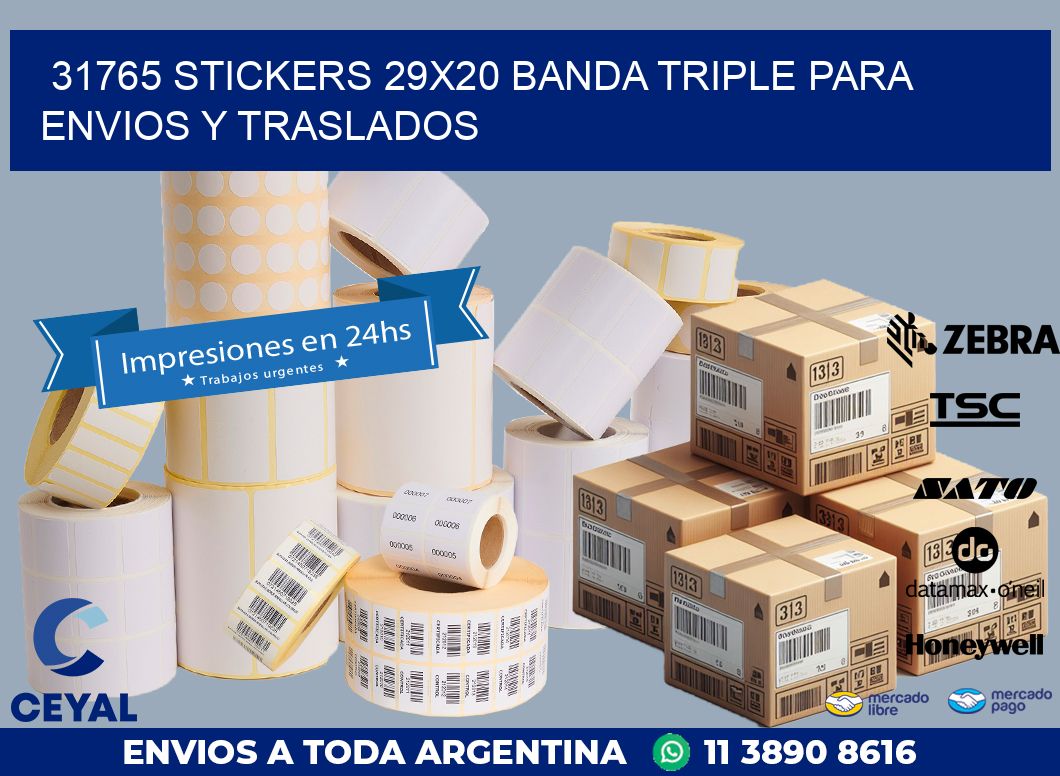 31765 STICKERS 29X20 BANDA TRIPLE PARA ENVIOS Y TRASLADOS