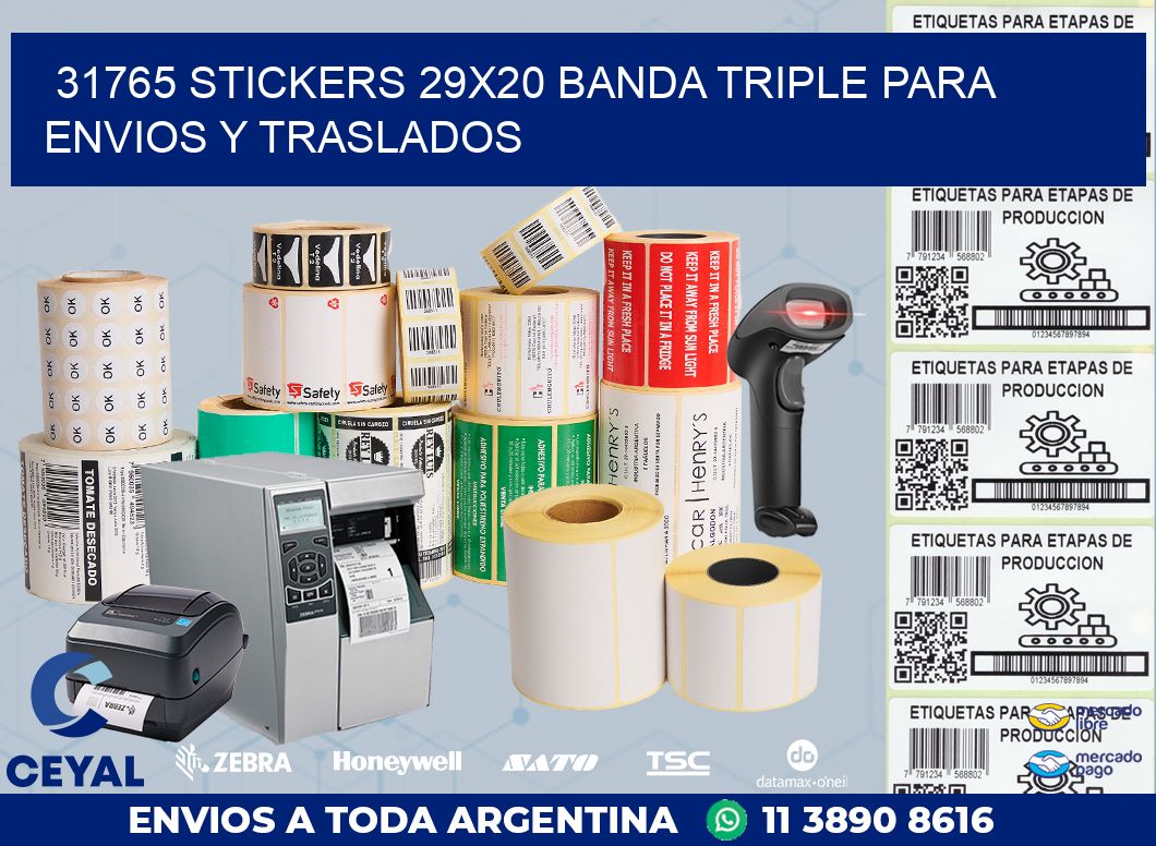 31765 STICKERS 29X20 BANDA TRIPLE PARA ENVIOS Y TRASLADOS