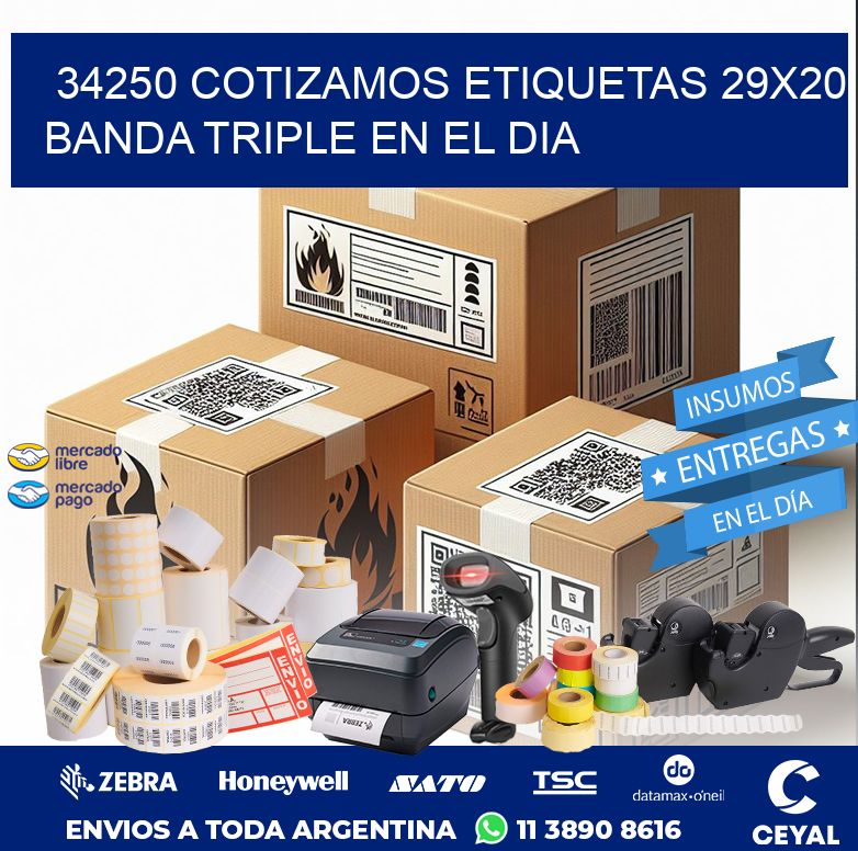 34250 COTIZAMOS ETIQUETAS 29X20 BANDA TRIPLE EN EL DIA