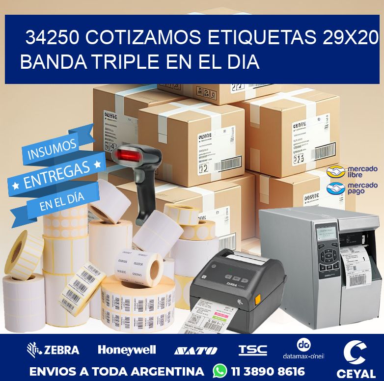 34250 COTIZAMOS ETIQUETAS 29X20 BANDA TRIPLE EN EL DIA