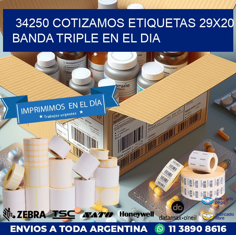 34250 COTIZAMOS ETIQUETAS 29X20 BANDA TRIPLE EN EL DIA