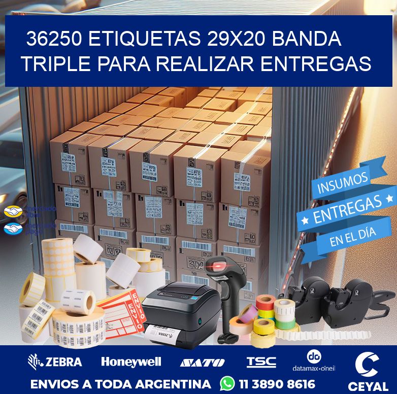 36250 ETIQUETAS 29X20 BANDA TRIPLE PARA REALIZAR ENTREGAS