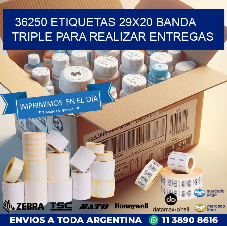 36250 ETIQUETAS 29X20 BANDA TRIPLE PARA REALIZAR ENTREGAS