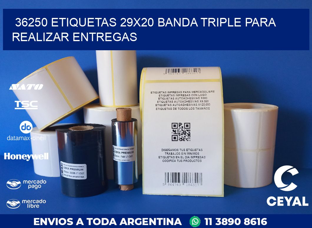 36250 ETIQUETAS 29X20 BANDA TRIPLE PARA REALIZAR ENTREGAS