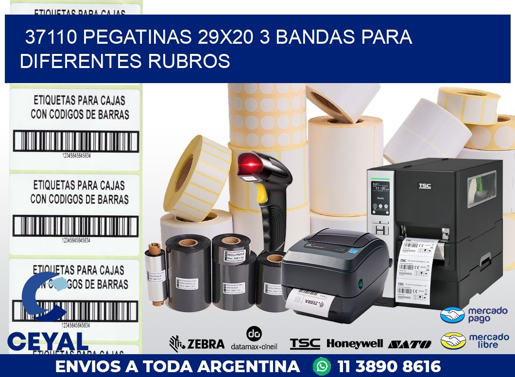 37110 PEGATINAS 29X20 3 BANDAS PARA DIFERENTES RUBROS