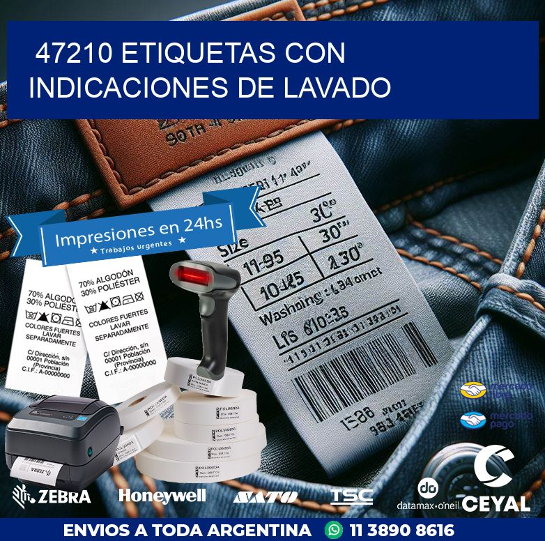 47210 ETIQUETAS CON INDICACIONES DE LAVADO