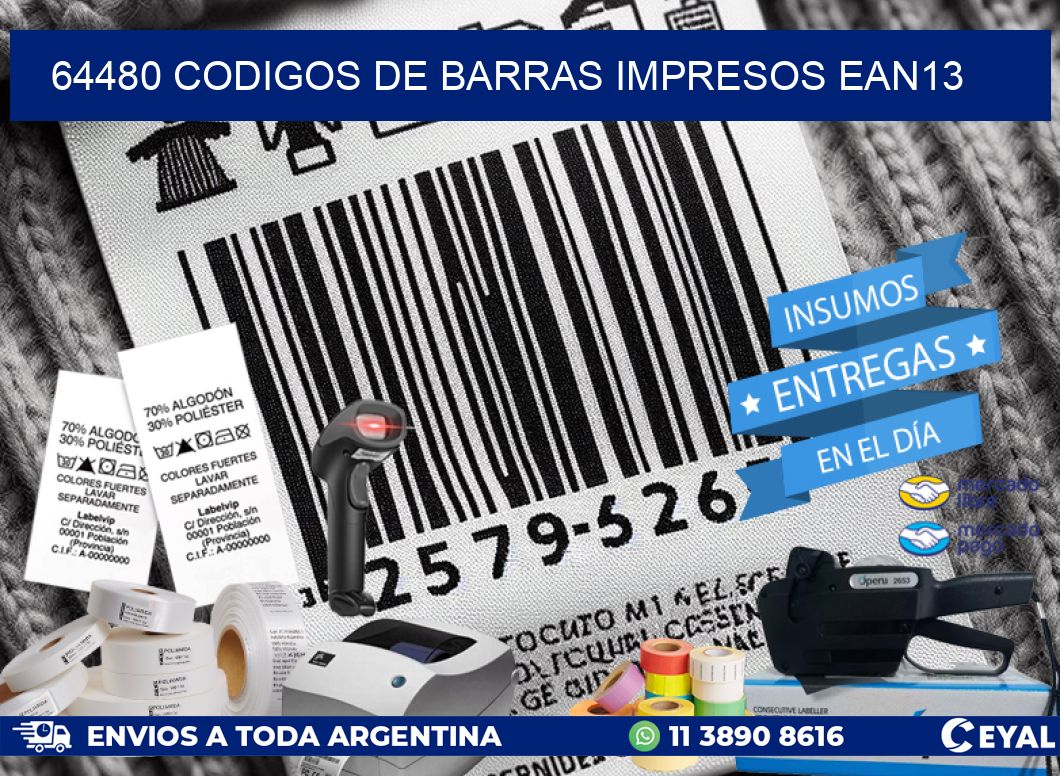 64480 Codigos de barras impresos ean13
