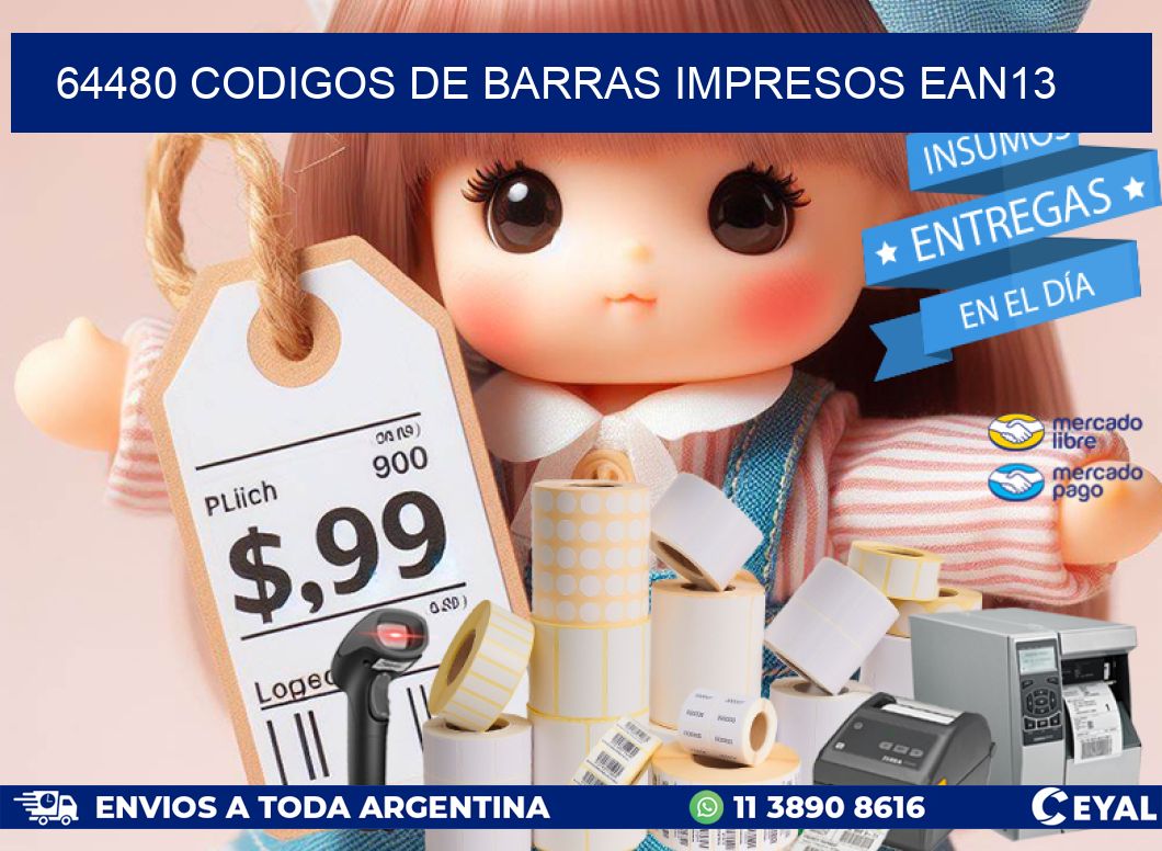 64480 Codigos de barras impresos ean13