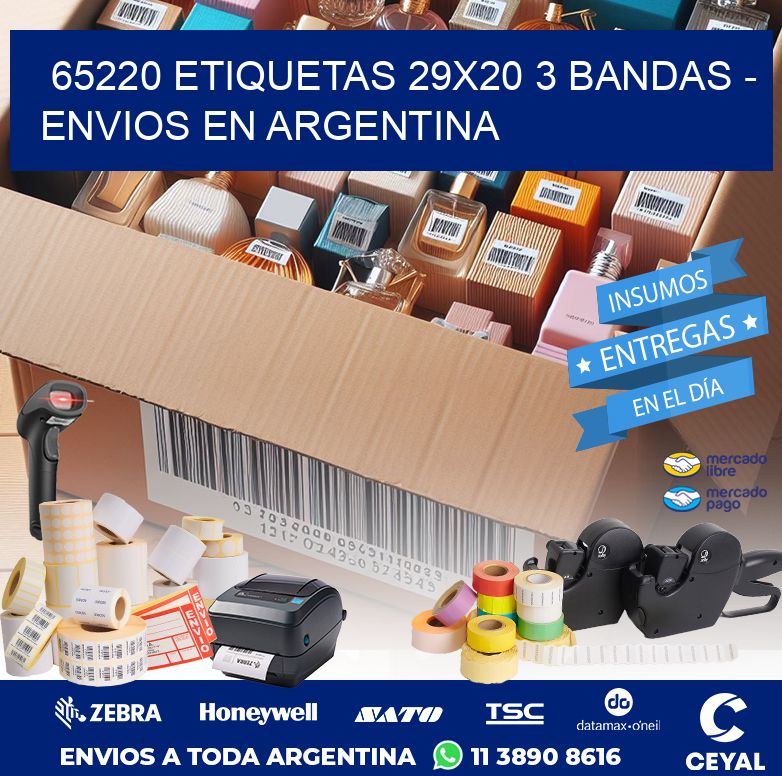 65220 ETIQUETAS 29X20 3 BANDAS - ENVIOS EN ARGENTINA