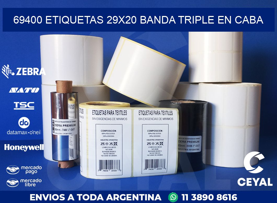 69400 ETIQUETAS 29X20 BANDA TRIPLE EN CABA