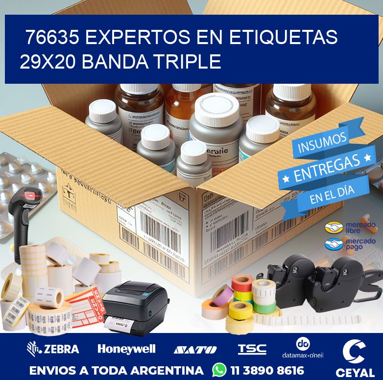 76635 EXPERTOS EN ETIQUETAS 29X20 BANDA TRIPLE