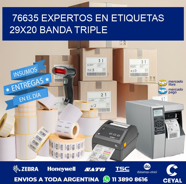 76635 EXPERTOS EN ETIQUETAS 29X20 BANDA TRIPLE