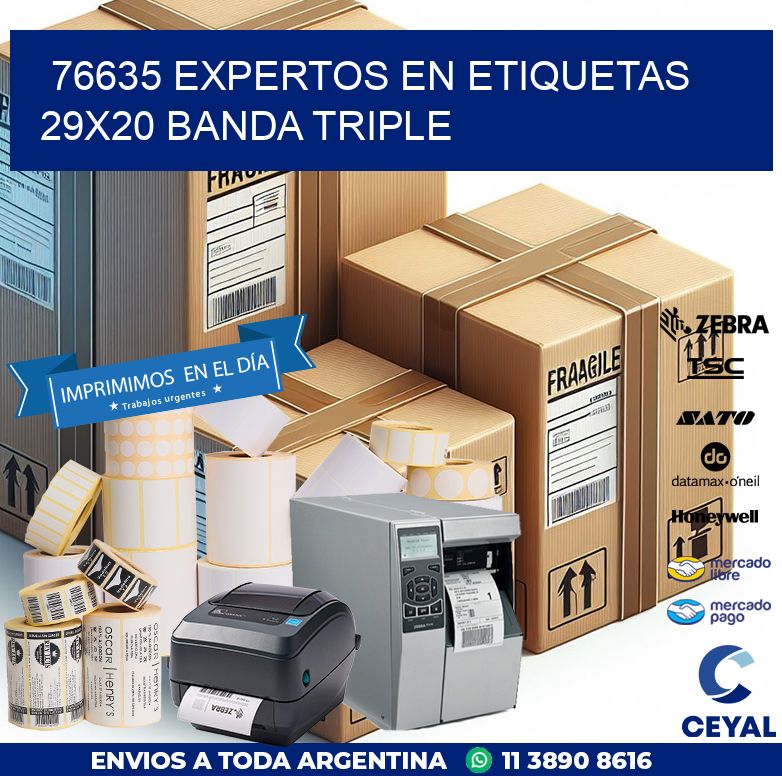 76635 EXPERTOS EN ETIQUETAS 29X20 BANDA TRIPLE