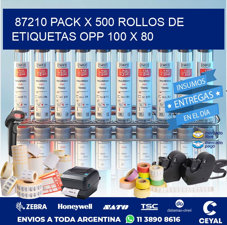 87210 PACK X 500 ROLLOS DE ETIQUETAS OPP 100 X 80