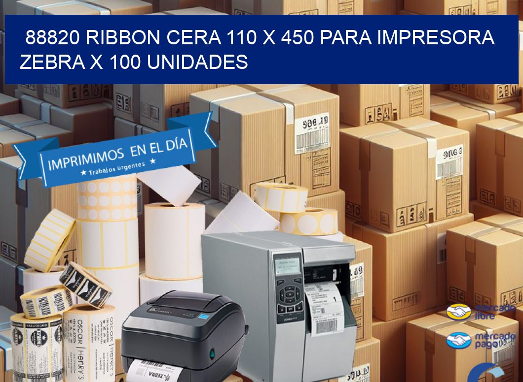 88820 RIBBON CERA 110 X 450 PARA IMPRESORA ZEBRA X 100 UNIDADES