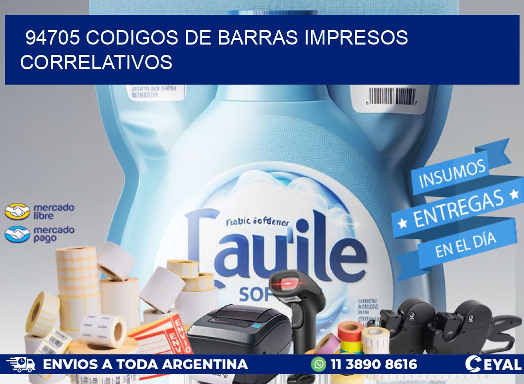 94705 Codigos de barras impresos correlativos