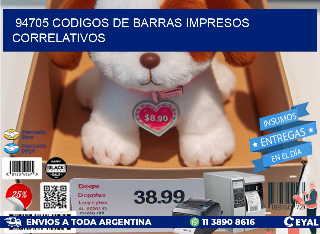94705 Codigos de barras impresos correlativos