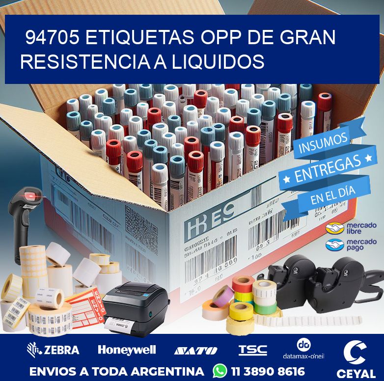 94705 ETIQUETAS OPP DE GRAN RESISTENCIA A LIQUIDOS