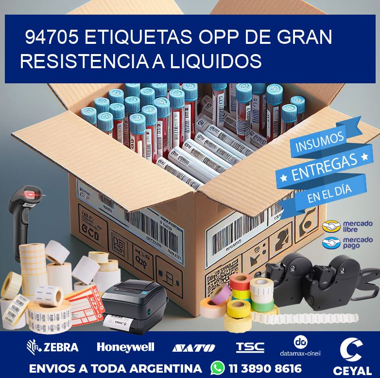 94705 ETIQUETAS OPP DE GRAN RESISTENCIA A LIQUIDOS