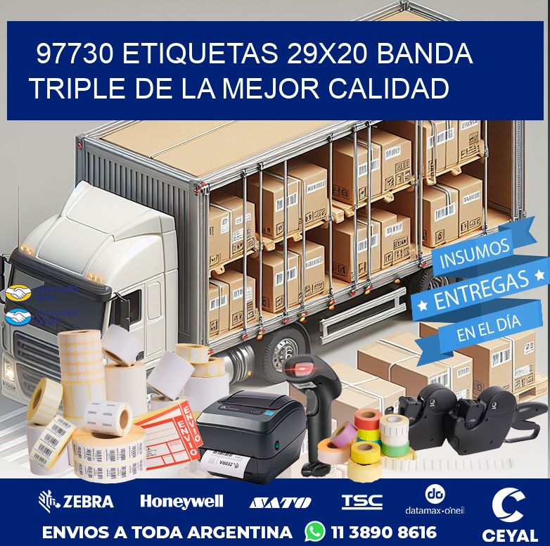 97730 ETIQUETAS 29X20 BANDA TRIPLE DE LA MEJOR CALIDAD