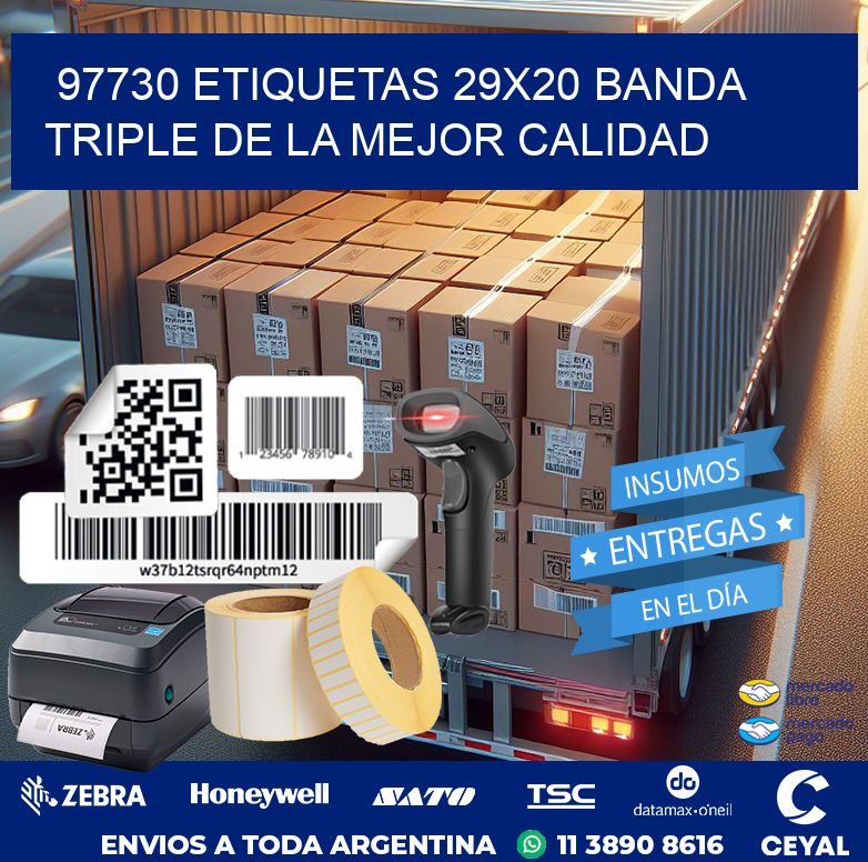 97730 ETIQUETAS 29X20 BANDA TRIPLE DE LA MEJOR CALIDAD