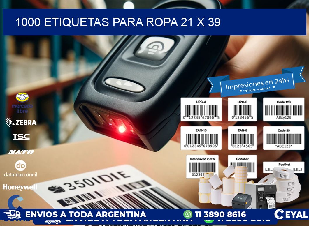 1000 ETIQUETAS PARA ROPA 21 x 39