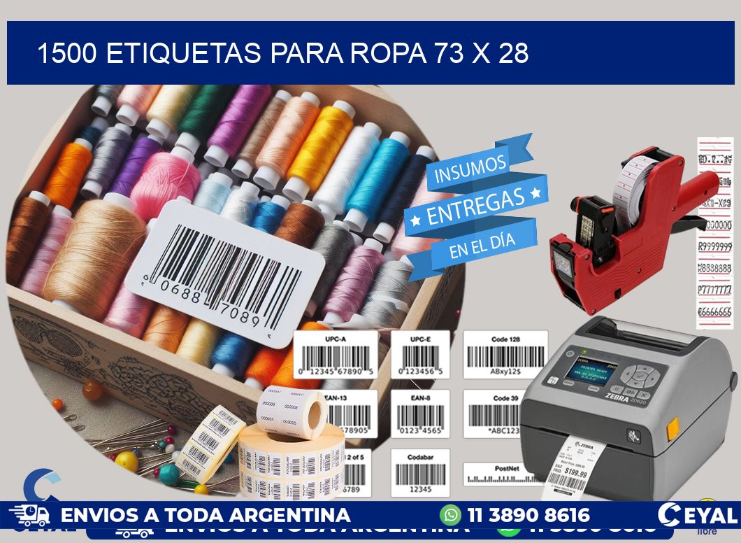 1500 ETIQUETAS PARA ROPA 73 x 28