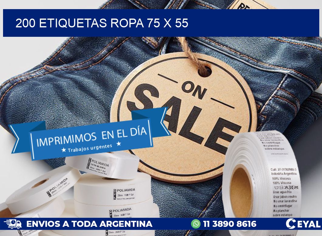 200 ETIQUETAS ROPA 75 x 55